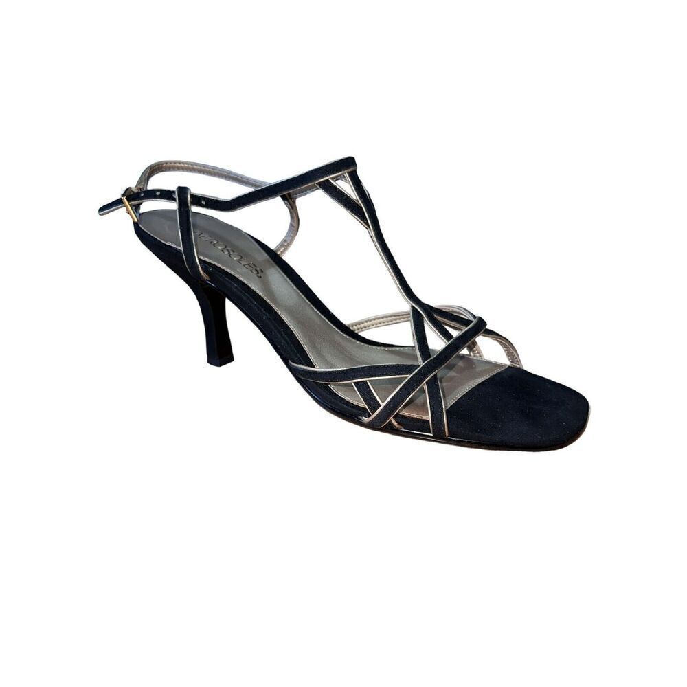 Aerosoles Lady Side Black Combo Strappy Heels Suede Womens Size 10 NEW